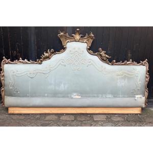 Italian Silver-carved Wooden Headboard Depicting Cherubs, Late 18th Century 