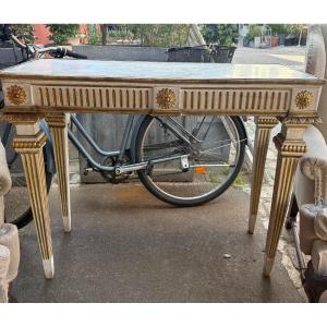 Console italienne fin XVIII EME laquée et dorée  