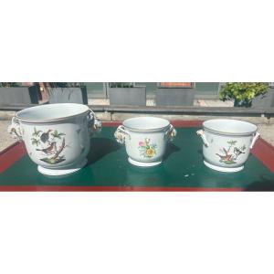 3 cache pots en porcelaine de HERENDT XX EME 