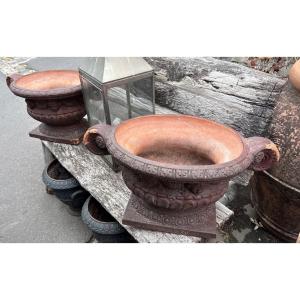 Pair Of Oval Terracotta Planters, Italy, 19th Century