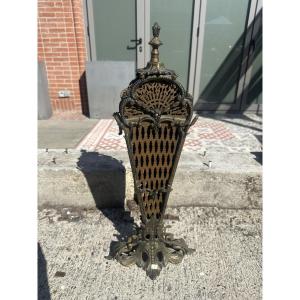 Pare-feu de cheminée en éventail en bronze - XIXe siècle