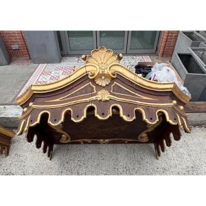 Baldaquin en bois peint et doré XIX EME Italie