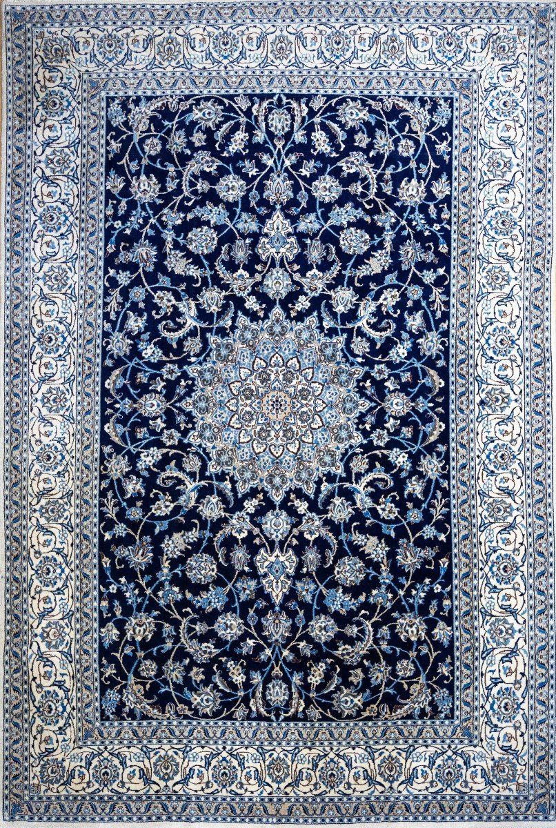 Tapis Persan Nain Fait Main 94x135cm - Soie, Couleur Beige
