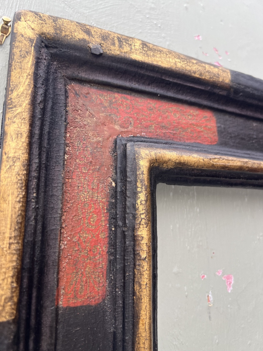 Gilded And Lacquered Wooden Frame, Spain, 17th Century-photo-7