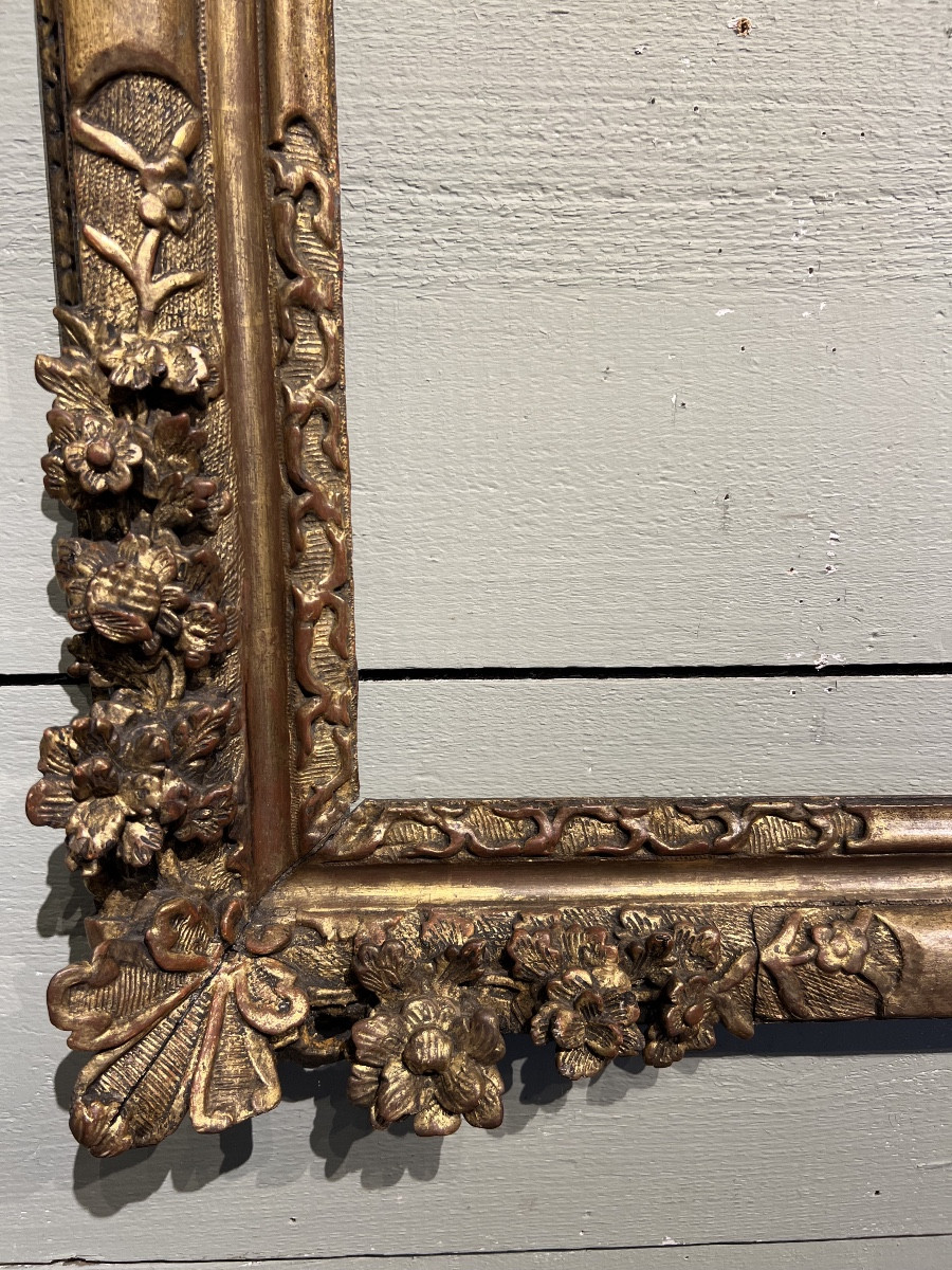 Cadre en bois doré Louis XIV 17ème siècle-photo-4