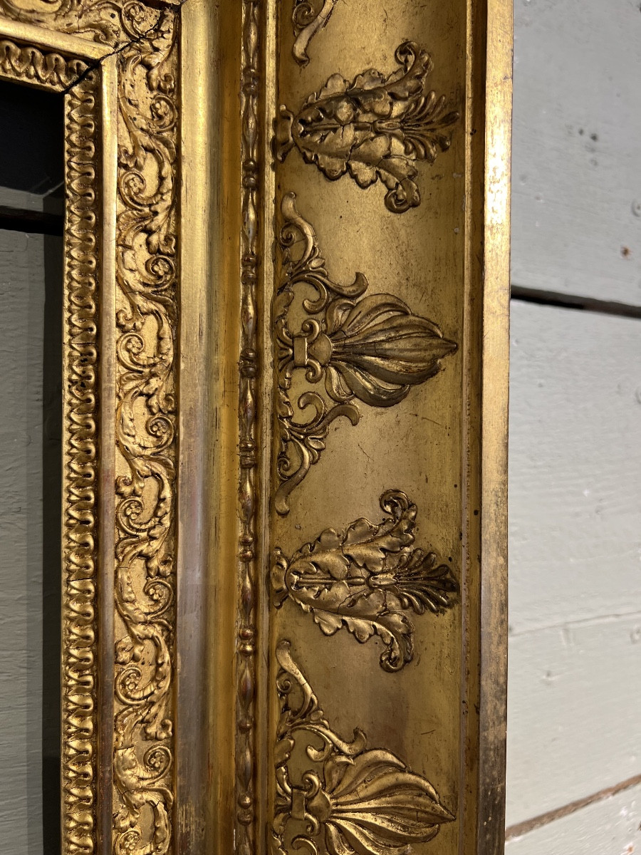 Cadre en bois doré Empire 19ème Siècle-photo-1