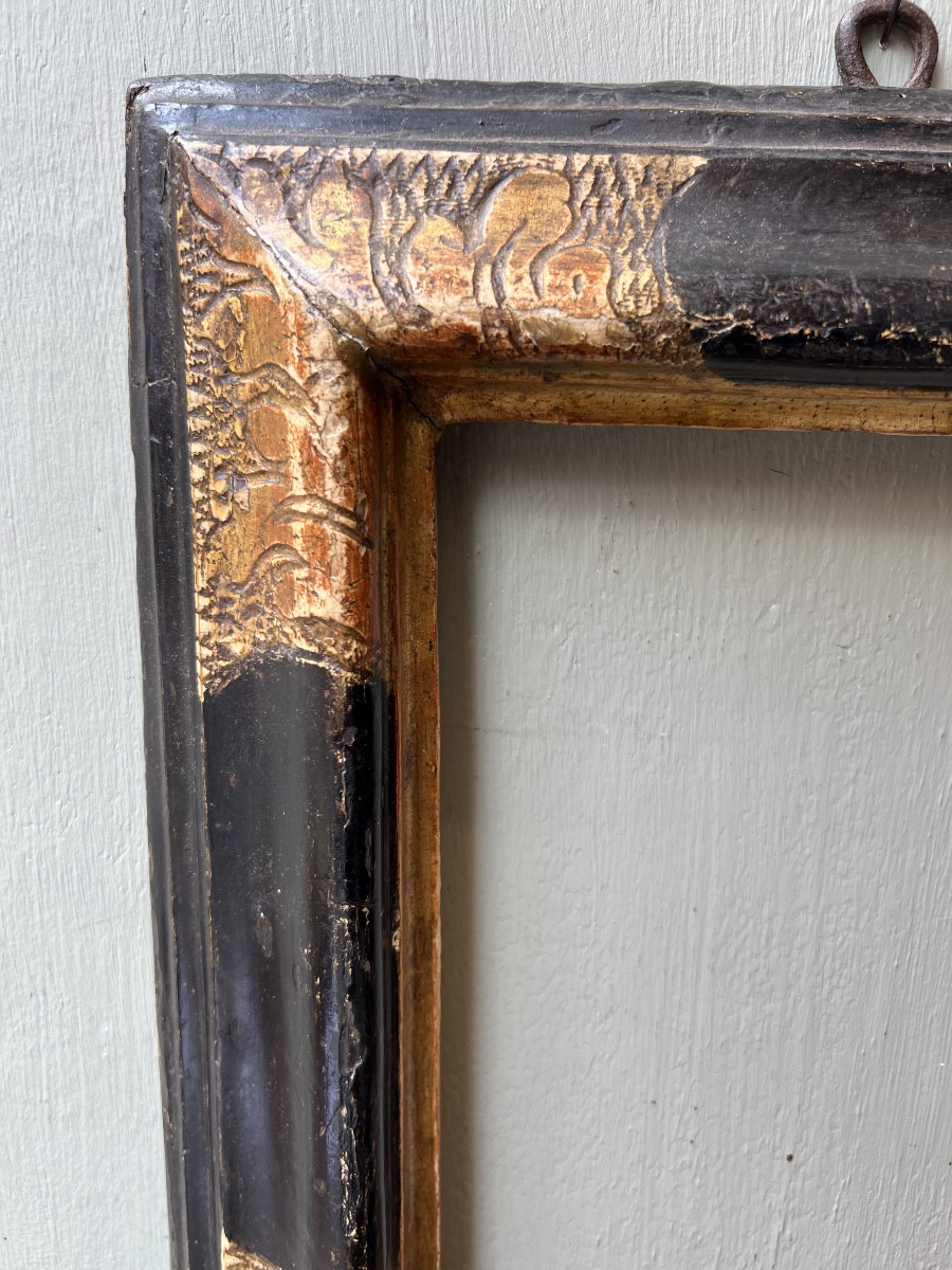 Cadre bois doré Italie 17ème siècle-photo-2
