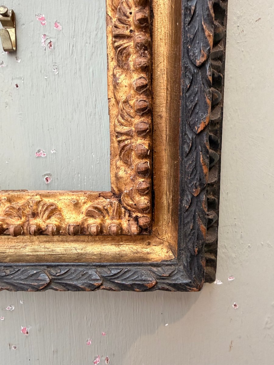 Gilded And Blackened Wooden Frame, Rome, Italy, 18th Century-photo-3