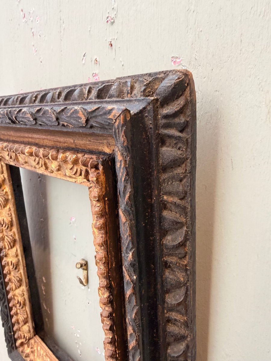 Gilded And Blackened Wooden Frame, Rome, Italy, 18th Century-photo-4