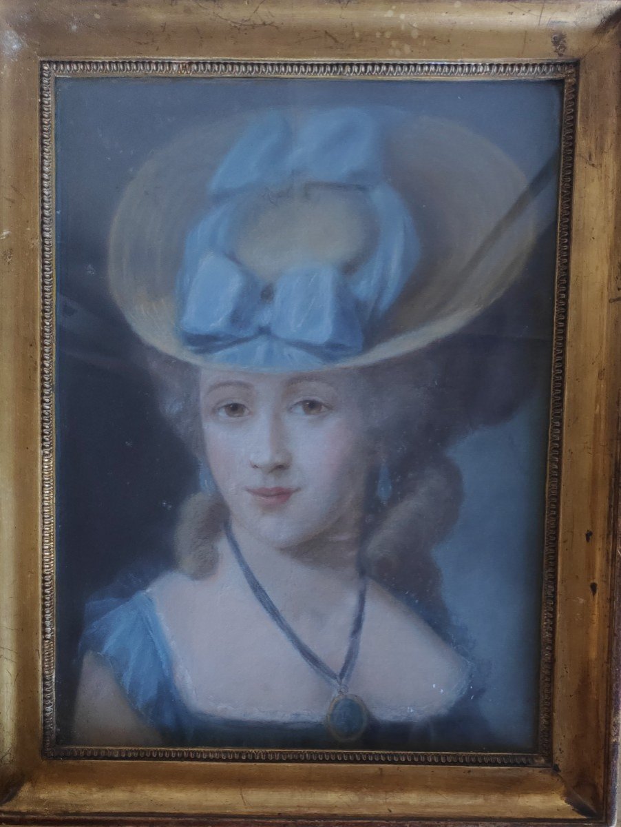 Portrait De Femme, Pastel, école Française Du 18eme Siècle U