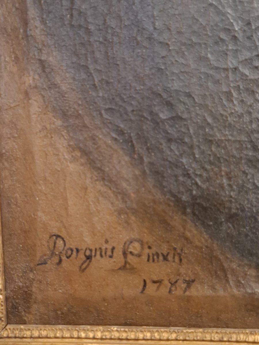 Portrait Of A Gentleman From The Louis XVI Era By Borgnis, Inscribed “pinxit,” Dated 1787-photo-2