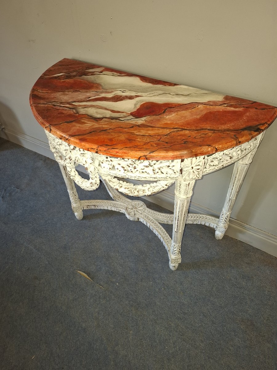 Console de styles Louis XVI  en demi lune  France debut du XX siecle -photo-2