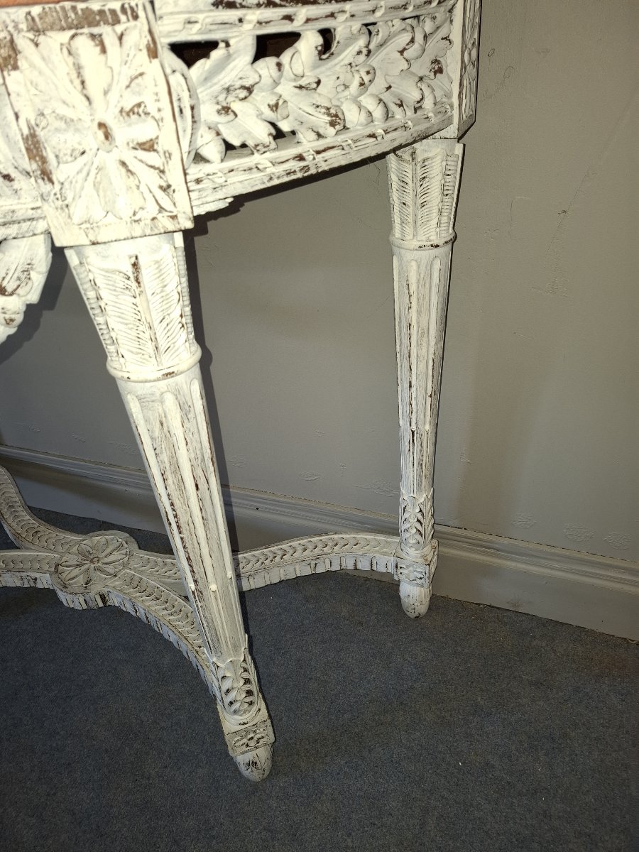Console de styles Louis XVI  en demi lune  France debut du XX siecle -photo-3