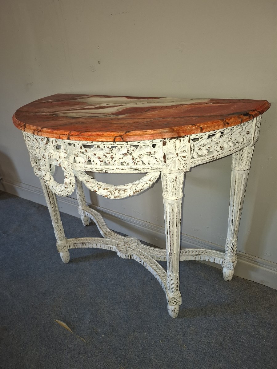 Console de styles Louis XVI  en demi lune  France debut du XX siecle -photo-4
