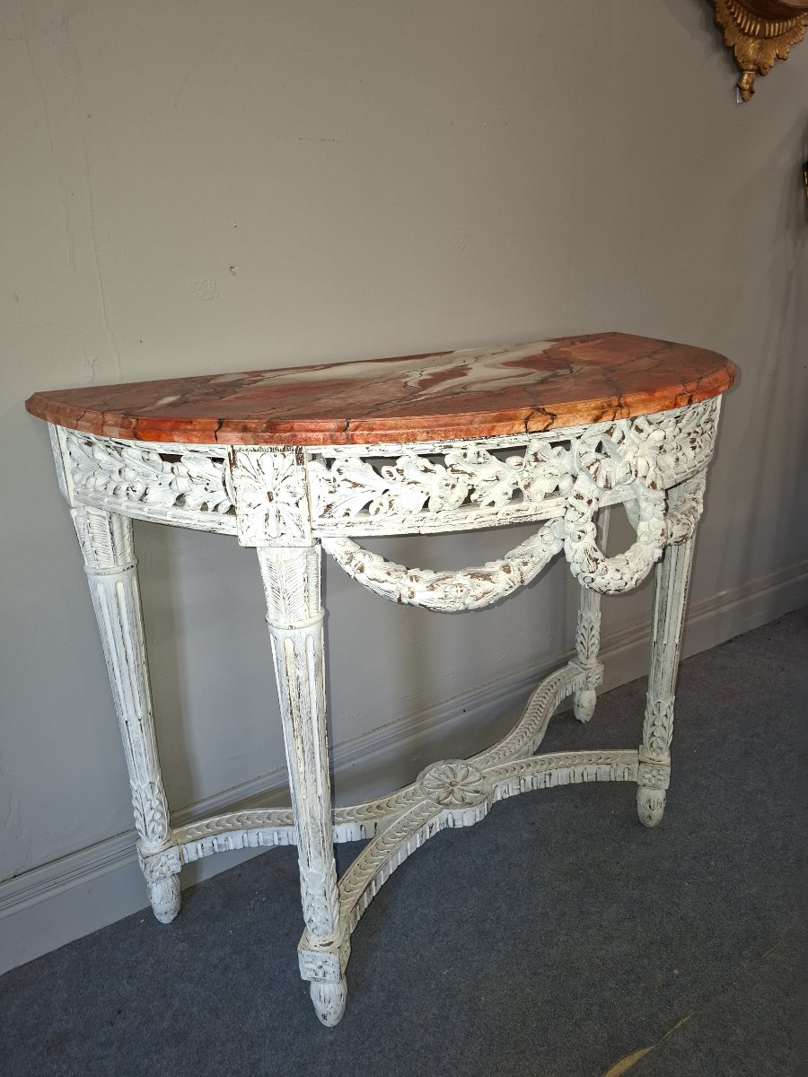 Console de styles Louis XVI  en demi lune  France debut du XX siecle -photo-1