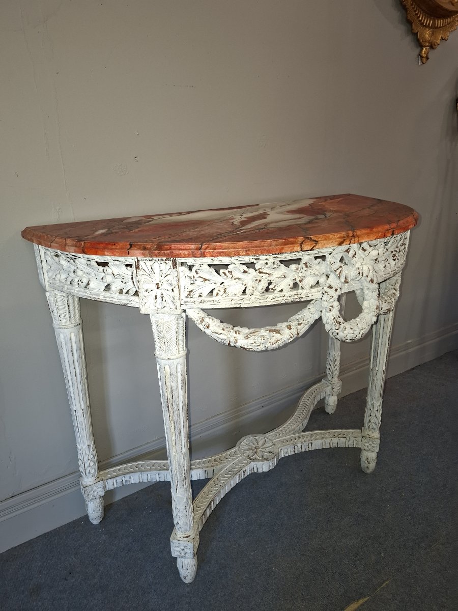 Console de styles Louis XVI  en demi lune  France debut du XX siecle 