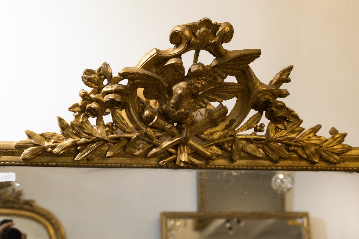 Louis XVI-style Gilded Wooden Wedding Mirror -photo-2