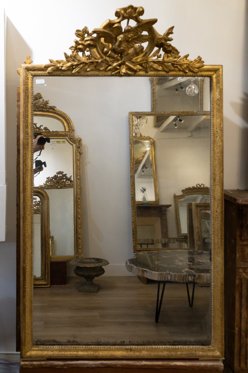 Louis XVI-style Gilded Wooden Wedding Mirror 