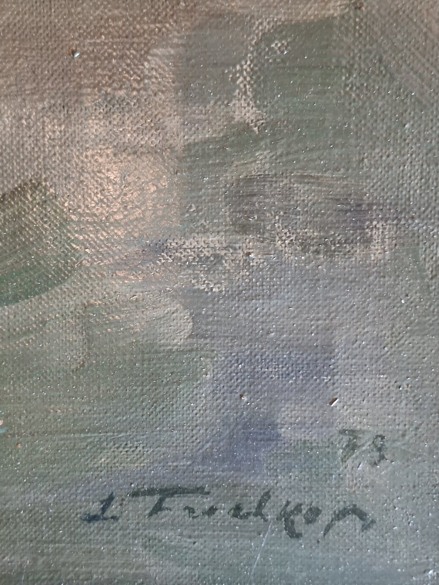 Painting Of A Nude Woman With A Veil, Signed By Frechkop Leonid, Moscow 1897 – Brussels 1982-photo-4
