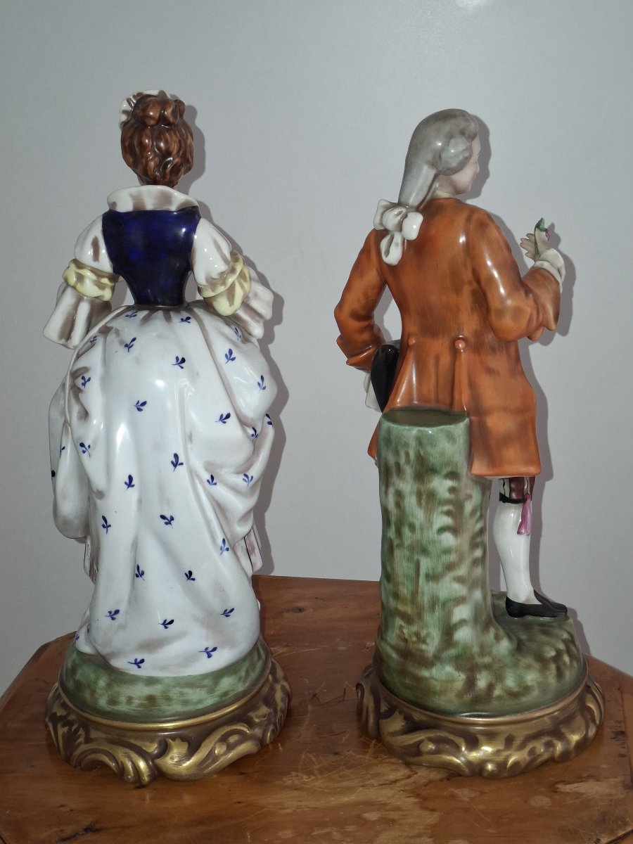 Paire de statuettes en Porcelaine de Baviere par la Manufacture Gerold Porzellan -photo-2
