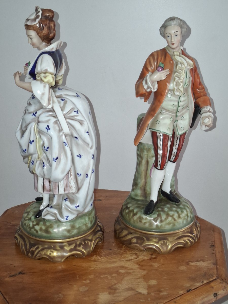 Paire de statuettes en Porcelaine de Baviere par la Manufacture Gerold Porzellan -photo-3