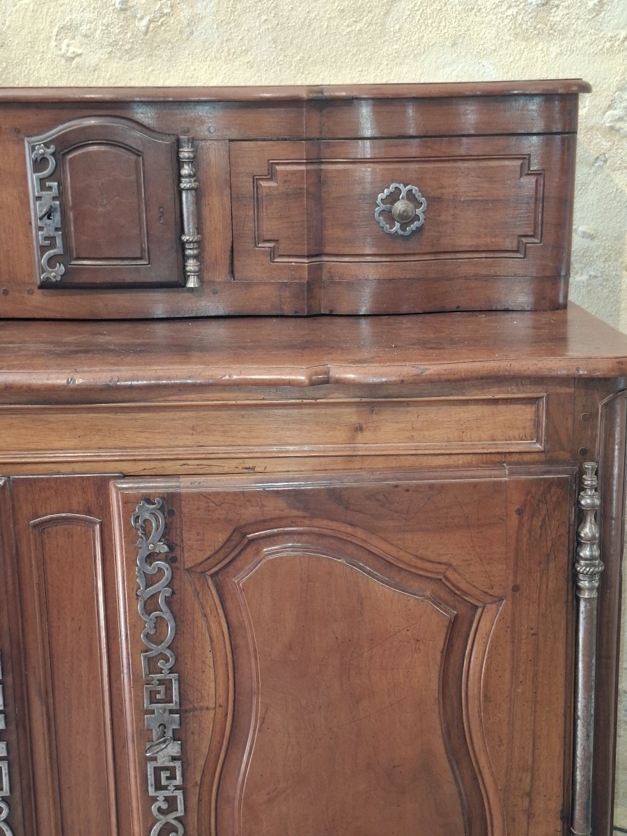 Provençal Sideboard With Sliding Doors, Made Of Walnut Wood; Traditional Craft -photo-2