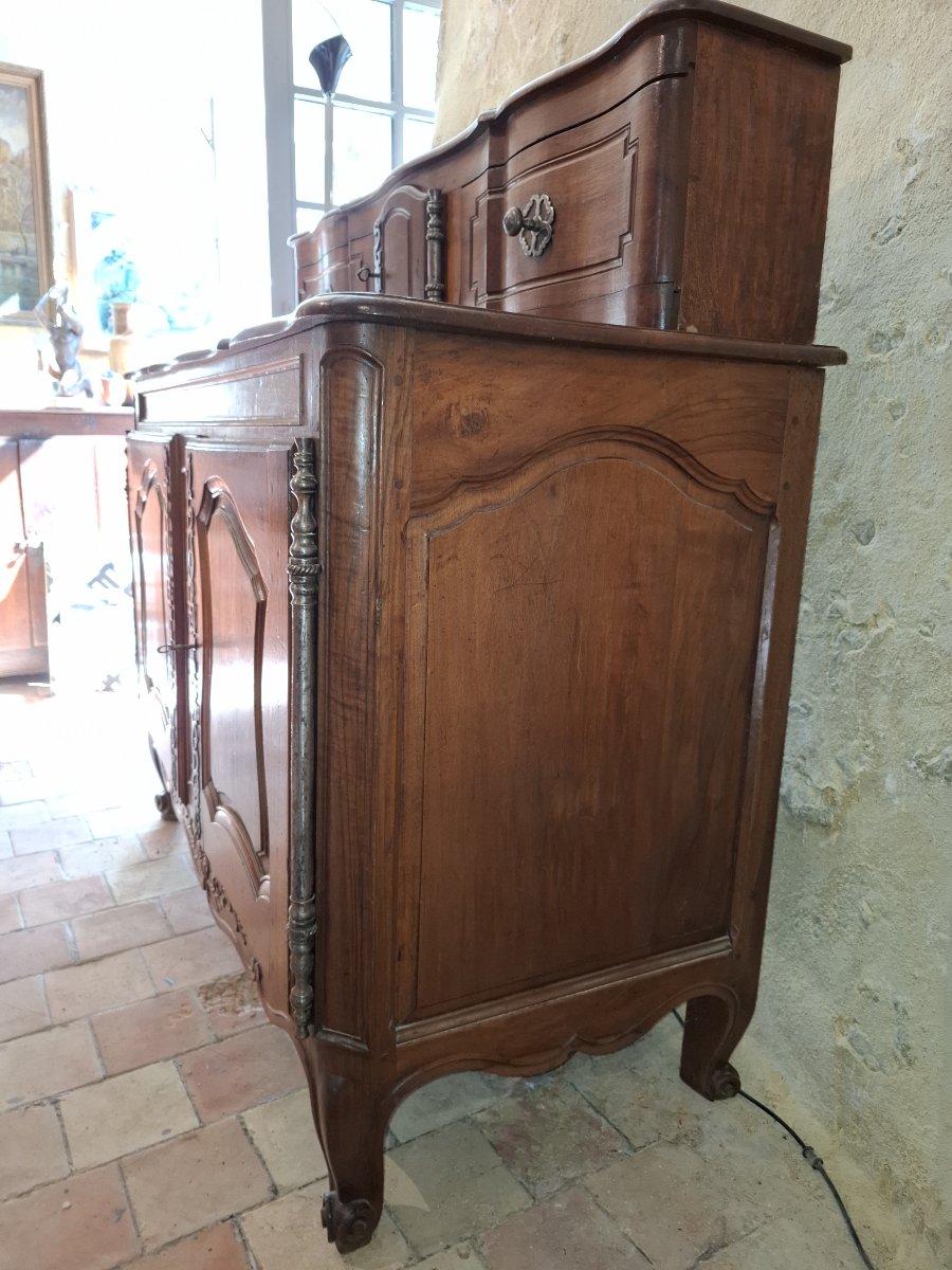 Provençal Sideboard With Sliding Doors, Made Of Walnut Wood; Traditional Craft -photo-4