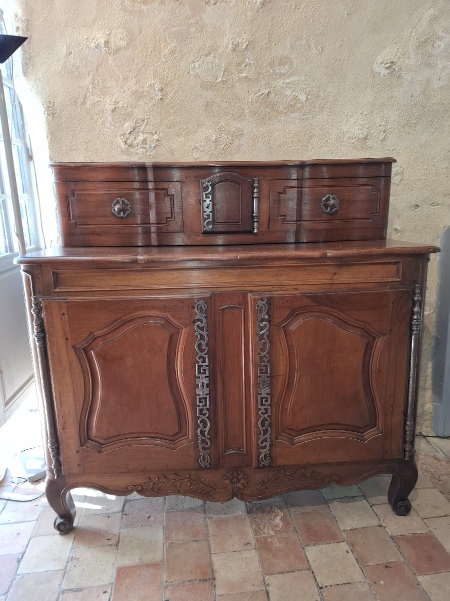 Provençal Sideboard With Sliding Doors, Made Of Walnut Wood; Traditional Craft -photo-3
