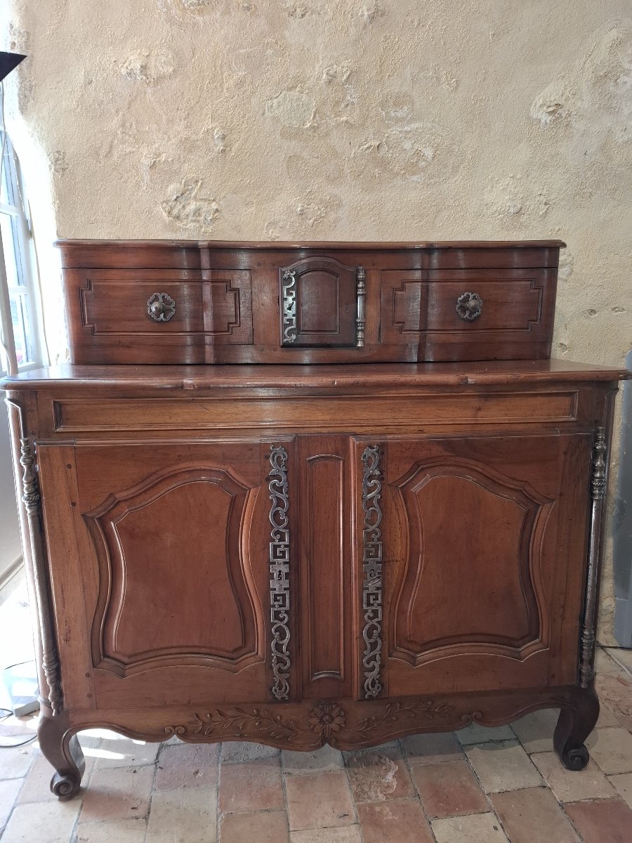 Provençal Sideboard With Sliding Doors, Made Of Walnut Wood; Traditional Craft 