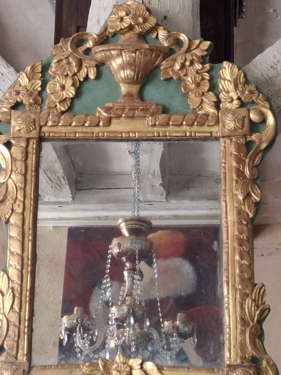 Miroir   d'époque Louis XV en bois doré  circa 1750-photo-2