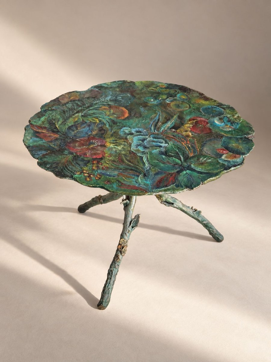 Solid Bronze Coffee Table With Multiple Plant Motifs