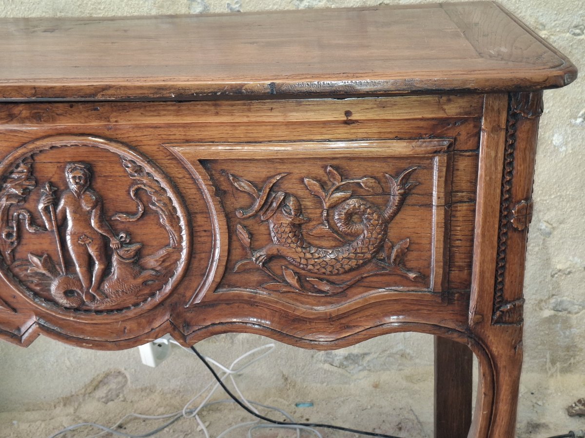Console d époque Louis XV   première moitie du XVIII en bois D Orme  de la région de Meursault -photo-4