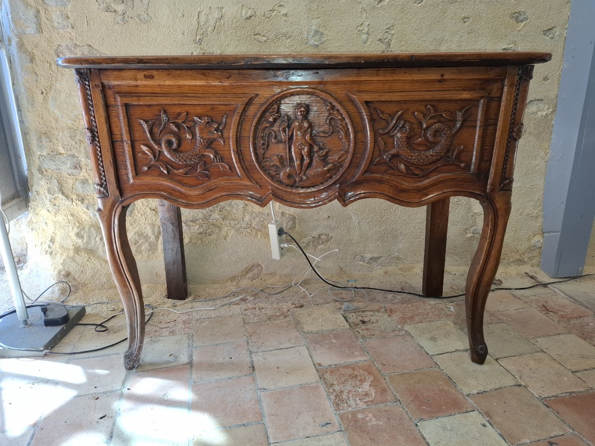 Console d époque Louis XV   première moitie du XVIII en bois D Orme  de la région de Meursault 