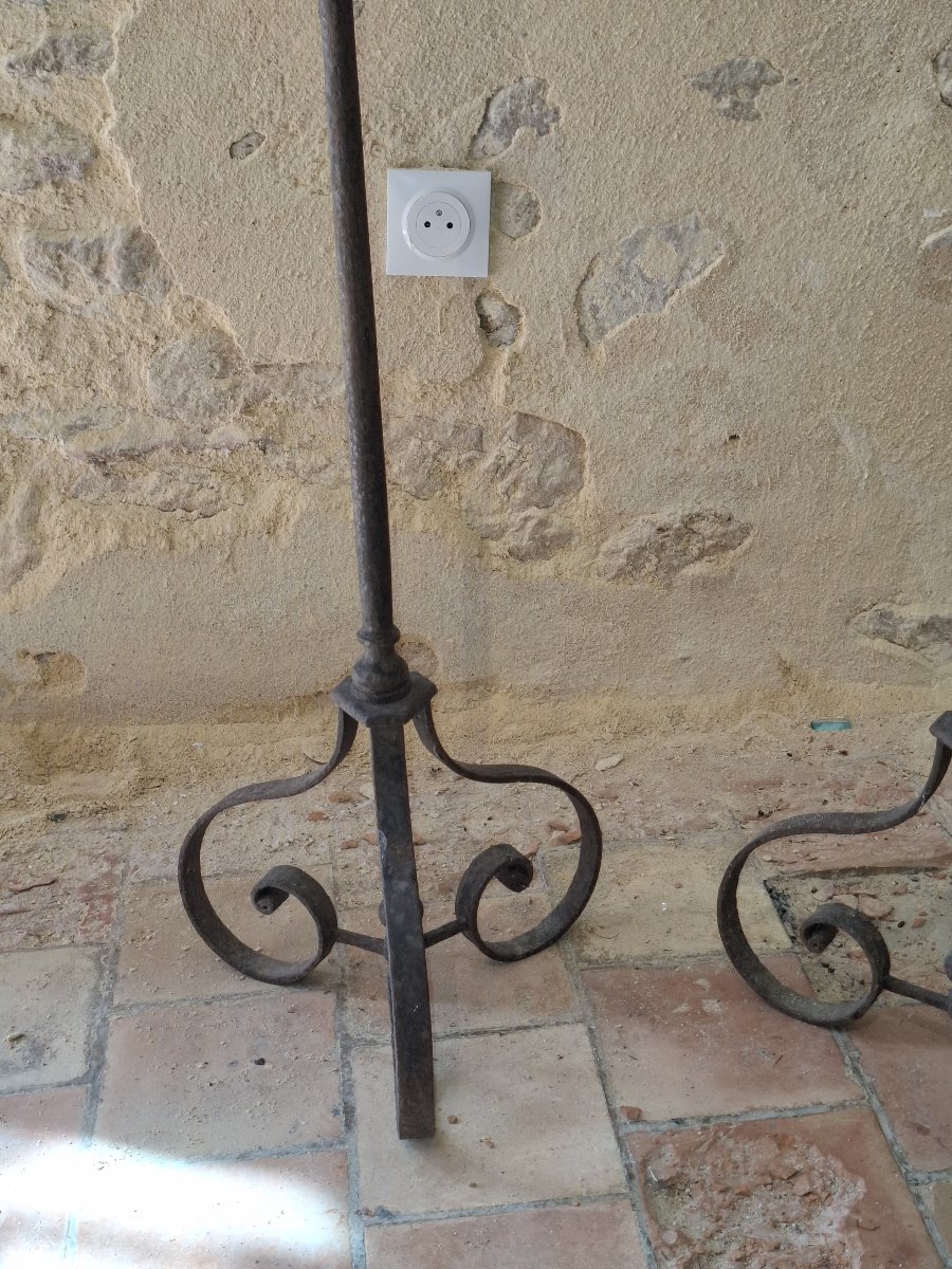 Pair Of Wrought-iron Candlesticks From The Louis XIV Period, Circa 1650-photo-1