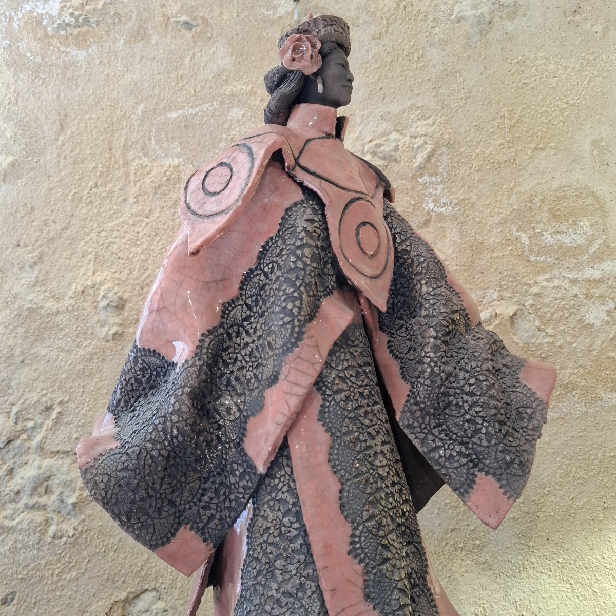 Glazed Terracotta Sculpture, *the Samurai*, By Paul Beckrich -photo-2