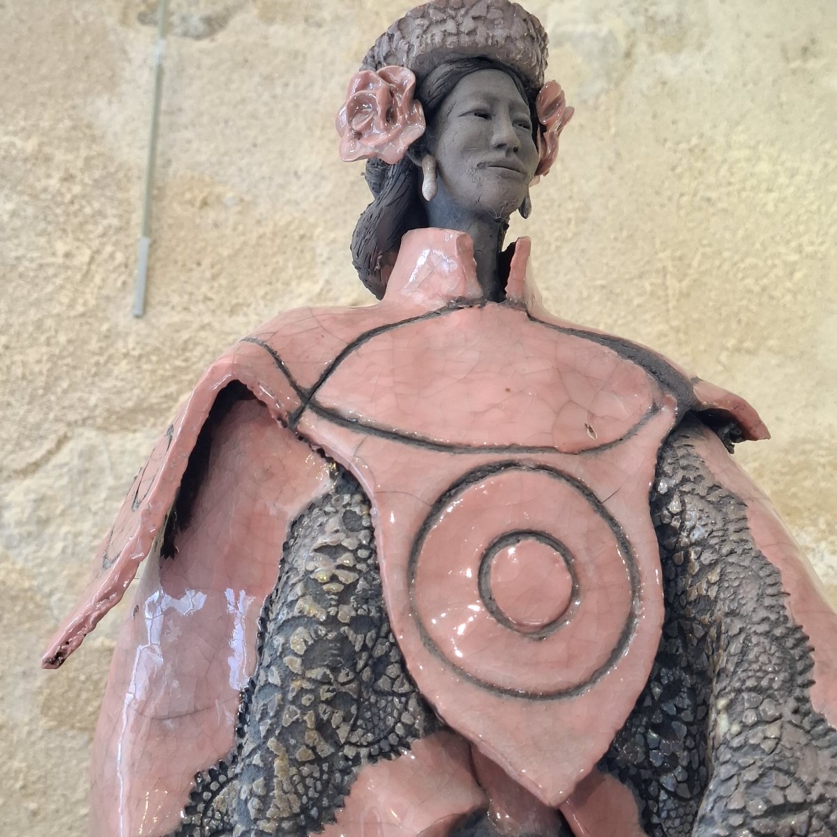 Glazed Terracotta Sculpture, *the Samurai*, By Paul Beckrich -photo-3