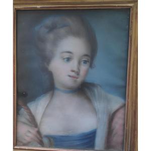 Portrait De Femme, Pastel, école Française Du 18eme Siècle. 