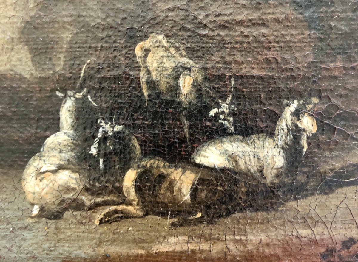 An Idyllic 17th Century Italian Landscape On Canvas-photo-1