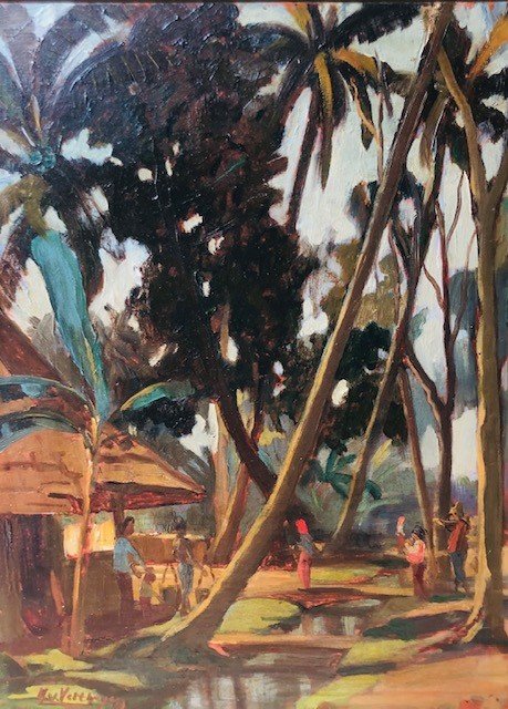 Henry Van Velthuysen (1881-1954), 'kampong' Oil On Panel