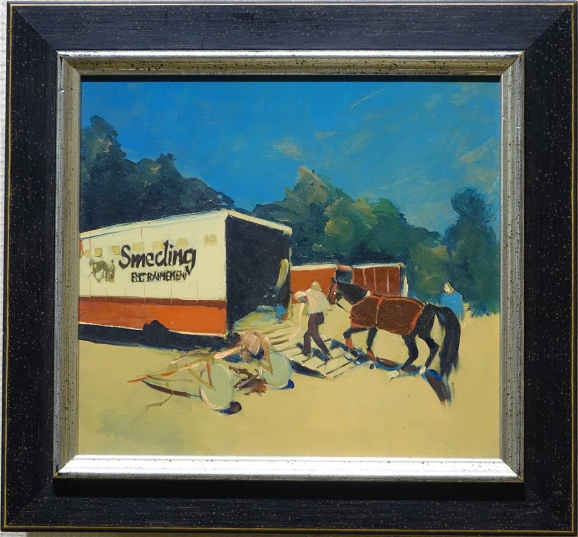 Après De Course De Chevaux, Huile Sur Panneaux, Signé Par Geert Meyer-photo-1