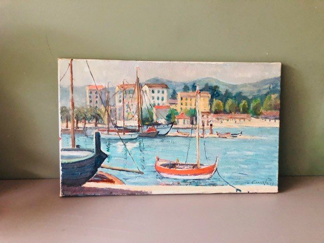 Claas Prins (amsterdam 1903 – 1968 Bussum) A View Of Antibes, Huile-photo-4