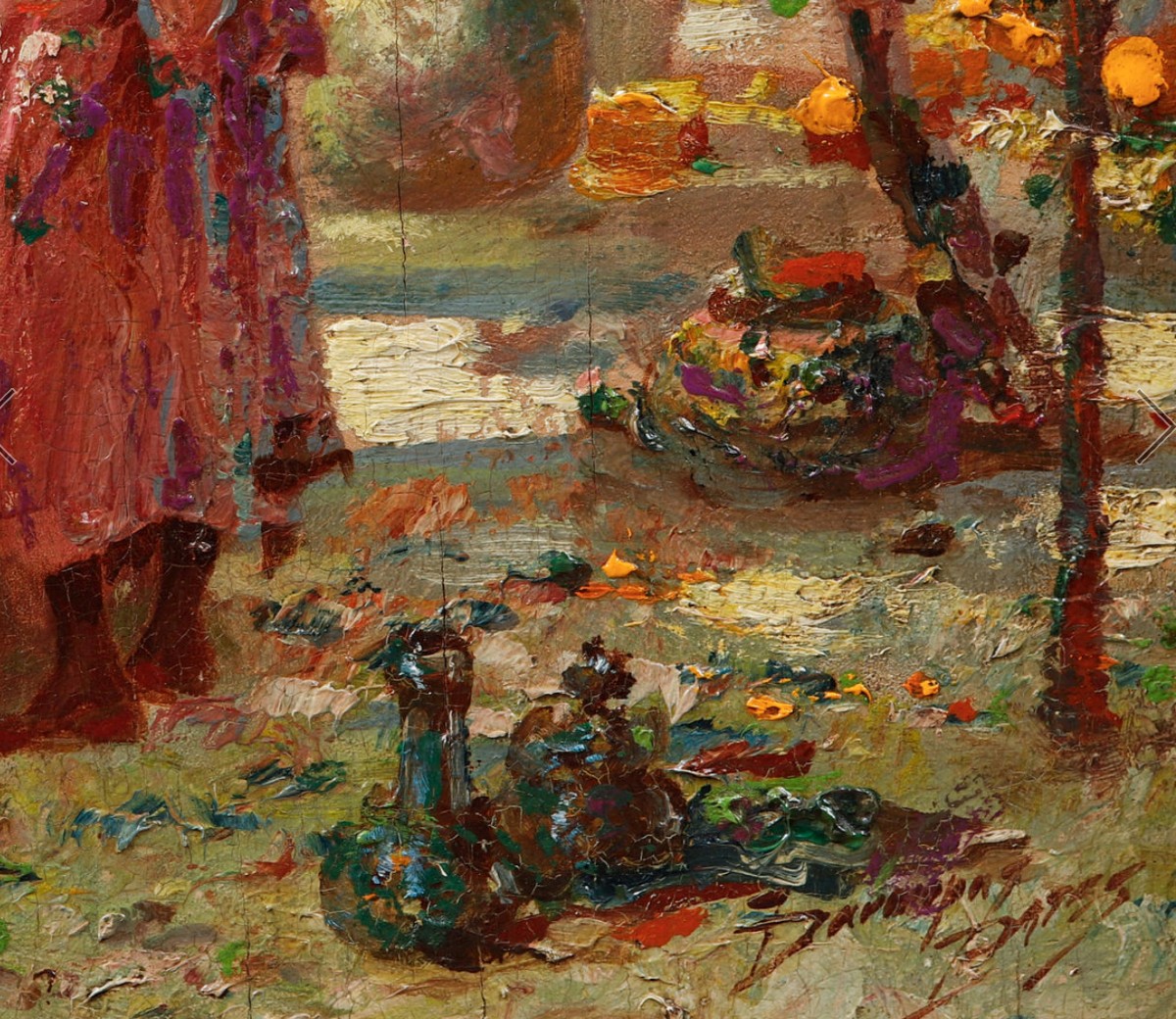 Frederick Davenport Bates (1867-1930), Sous l'Oranger, Huile Sur Bois-photo-2