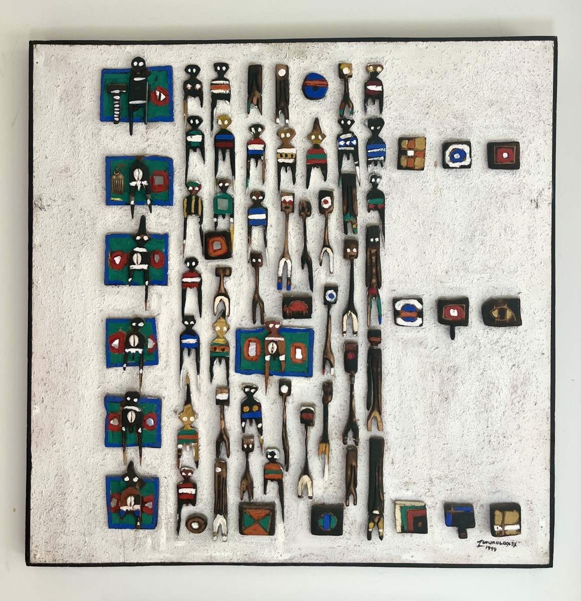 Alex Nwokolo (1963), The Seventh Elements, Carved Wood Mounted On Panel