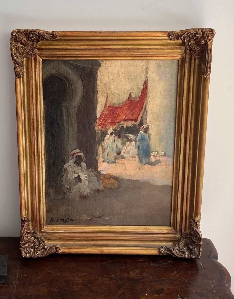 Fedor van Kregten,(1871–1937)  scène marocaine, huile, signe-photo-2