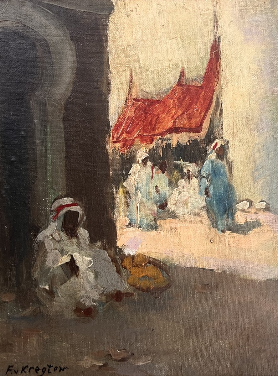 Fedor Van Kregten,(1871-1937) Moroccan Scene, Oil, Signed