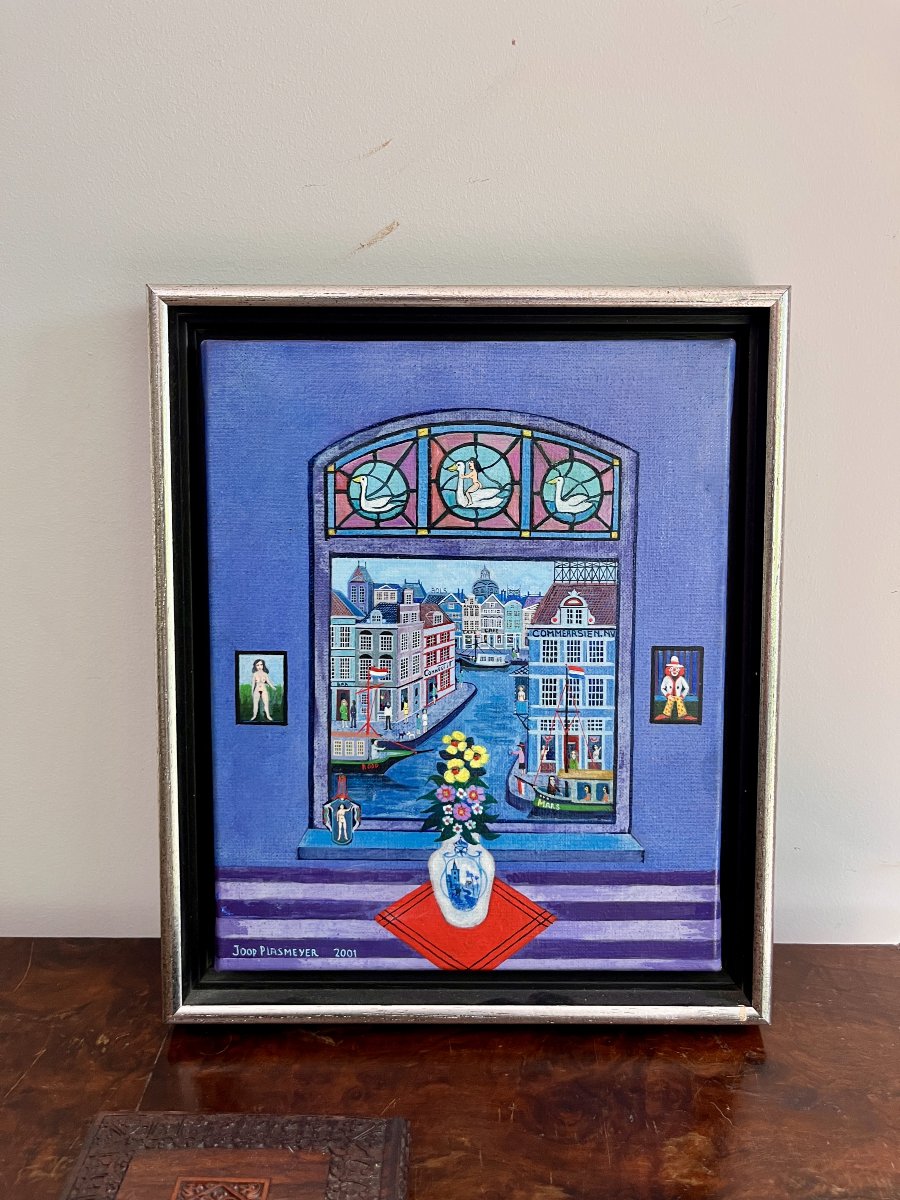 Joop Plasmeijer (1942) , Chambre avec vue , Huile sur toile, avec cadre-photo-2