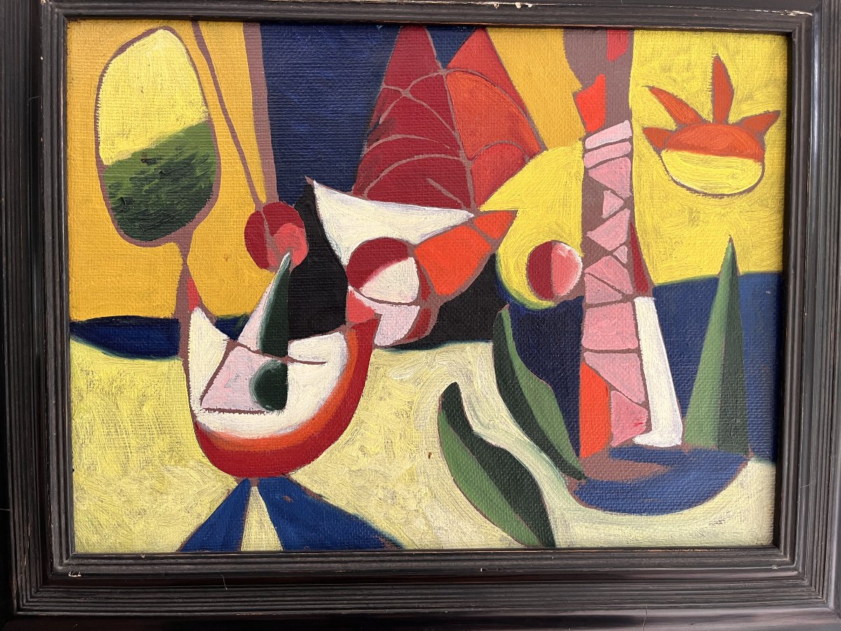 Attributed To Wim Wander Kersten, Abstract Composition, Oil On Canvas,-photo-2