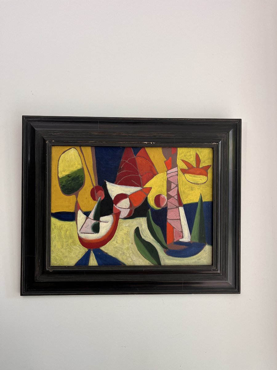 Attributed To Wim Wander Kersten, Abstract Composition, Oil On Canvas,-photo-3