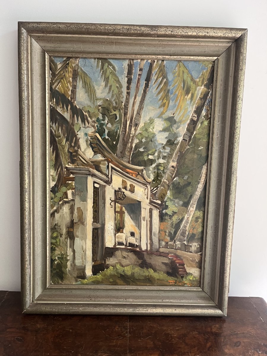Arthur Johann König (1909-1951), une entrée monumentale, huile sur toile-photo-1