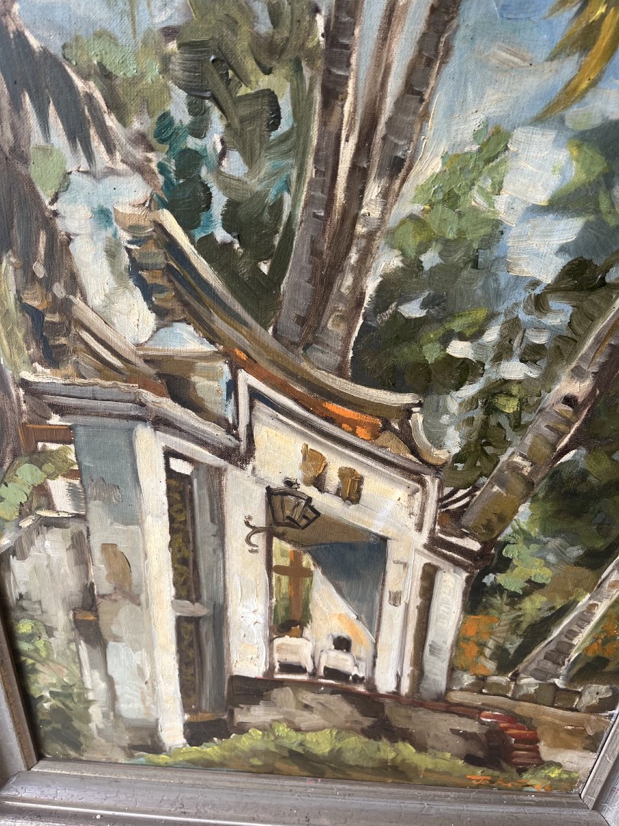 Arthur Johann König (1909-1951), une entrée monumentale, huile sur toile-photo-3